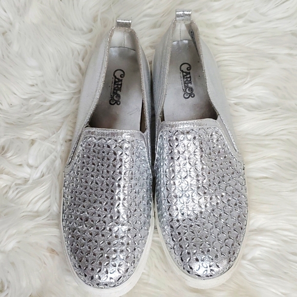 Carlos by Carlos Santana Sunnie Silver jeweled Tennis Shoes Size 8.5 - Picture 4 of 10